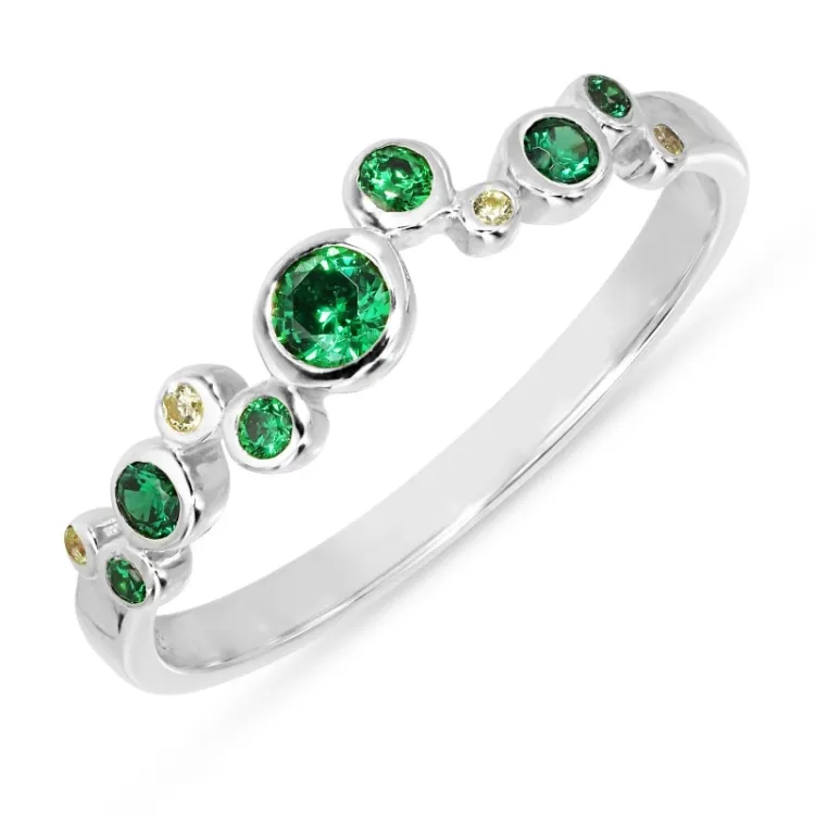 grønn zirkon ring i sølv - Bubbly Twist