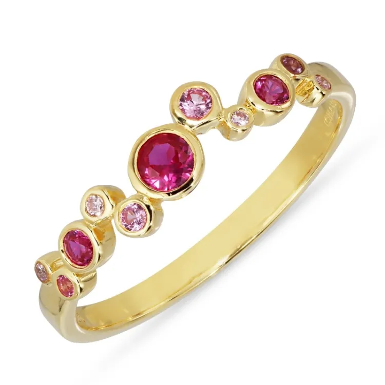 rosa zirkon ring i forgylt sølv - Bubbly Twist