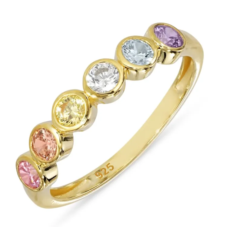 multifarget zirkon ring i forgylt sølv - Bubbly Twist