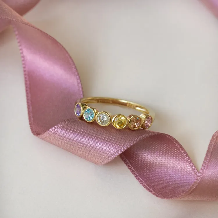 multifarget zirkon ring i forgylt sølv - Bubbly Twist