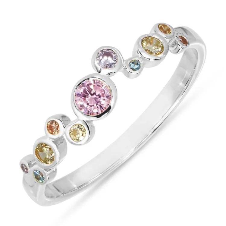 rosa zirkon ring i sølv - Bubbly Twist