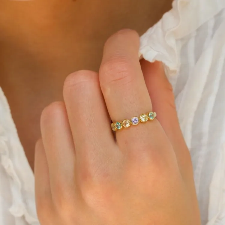 multifarget zirkon ring i forgylt sølv - Bubbly Twist