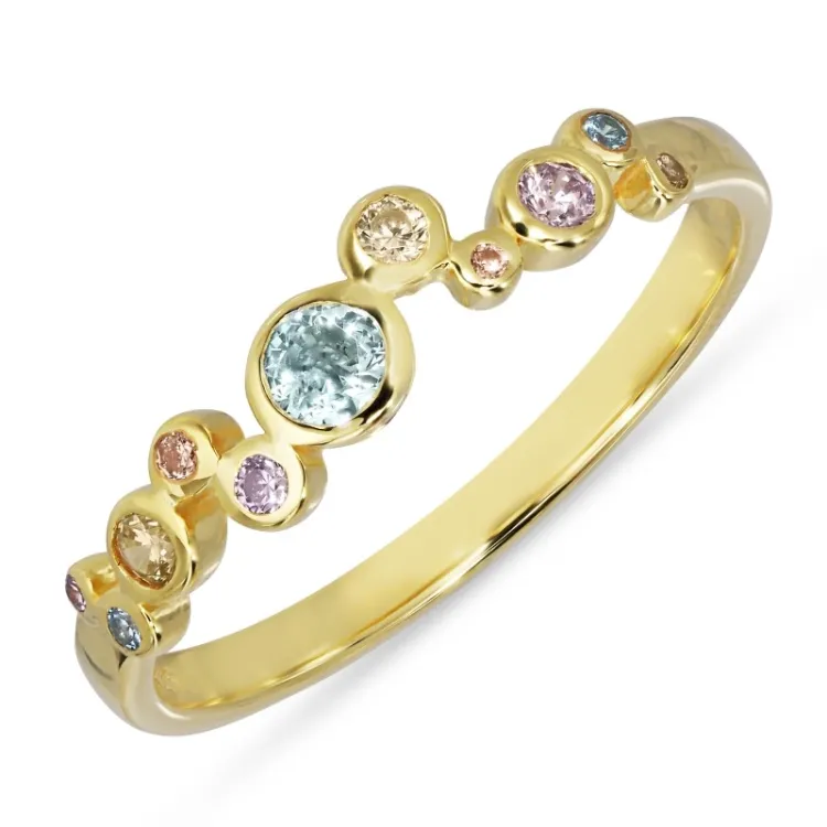 multifarget zirkon ring i forgylt sølv - Bubbly Twist