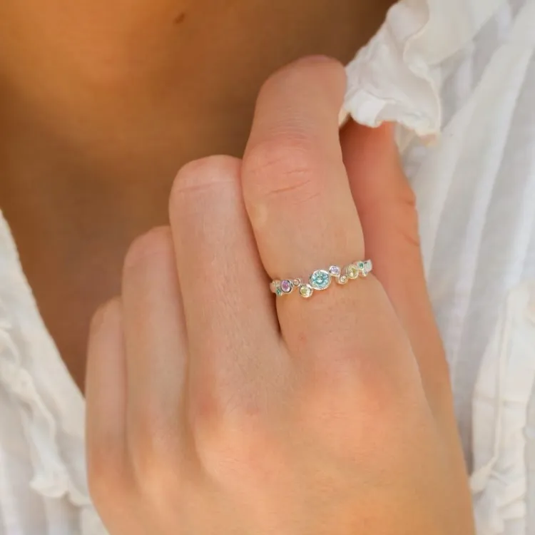 multifarget zirkon ring i sølv - Bubbly Twist