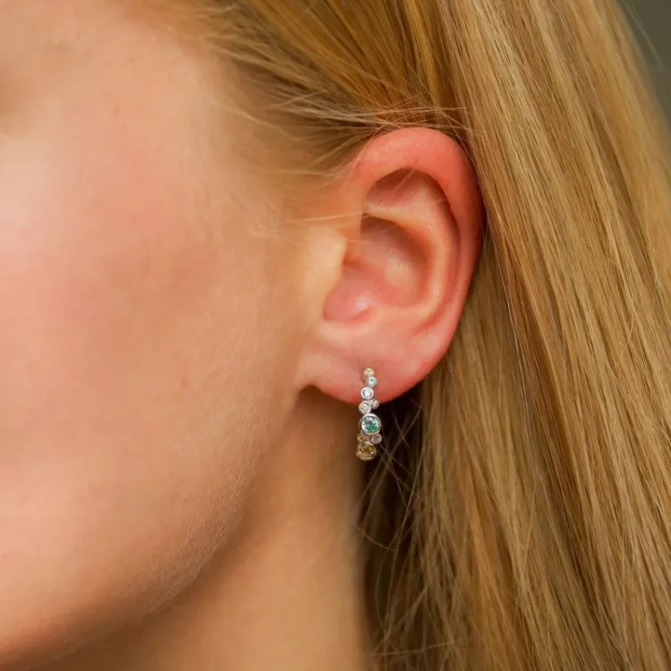 multifargede zirkon halvcreol i sølv - Bubbly Twist