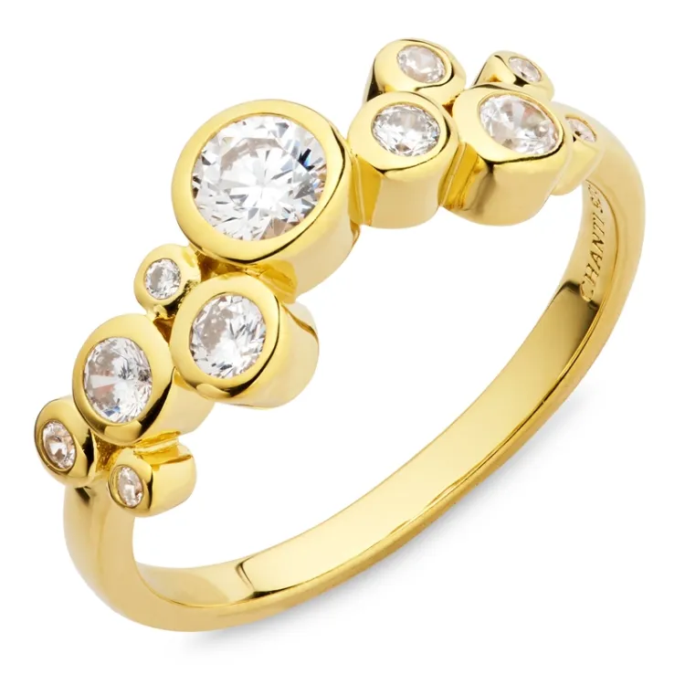 zirkon ring i forgylt sølv - Bubbly Sparkle