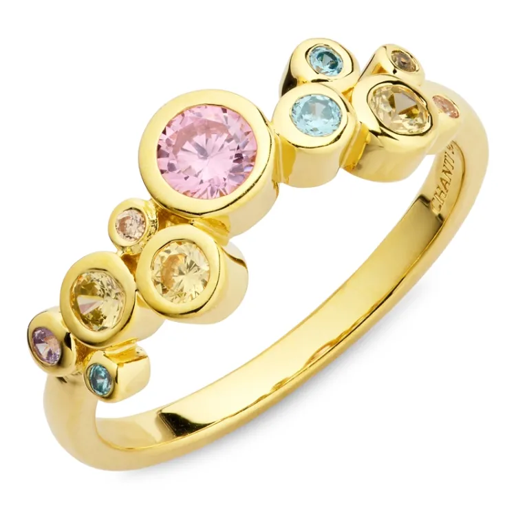 multifarget zirkon ring i forgylt sølv - Bubbly Twist