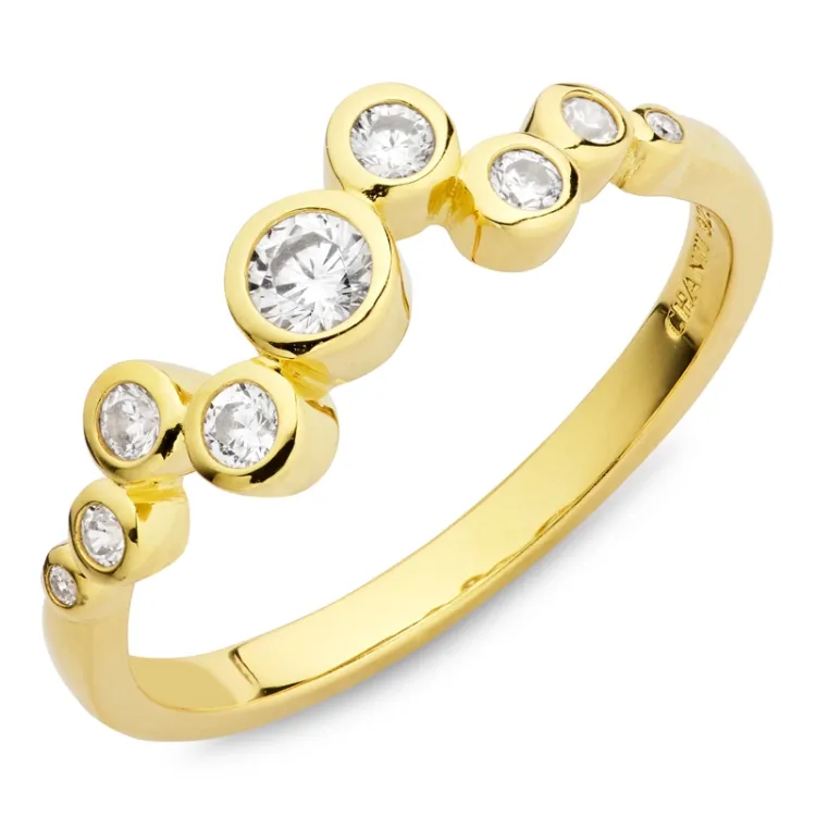 zirkon ring i forgylt sølv - Bubbly Sparkle