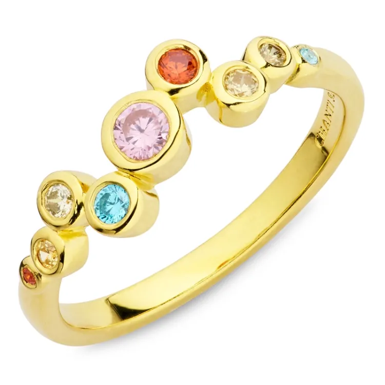 multifarget zirkon ring i forgylt sølv - Bubbly Twist
