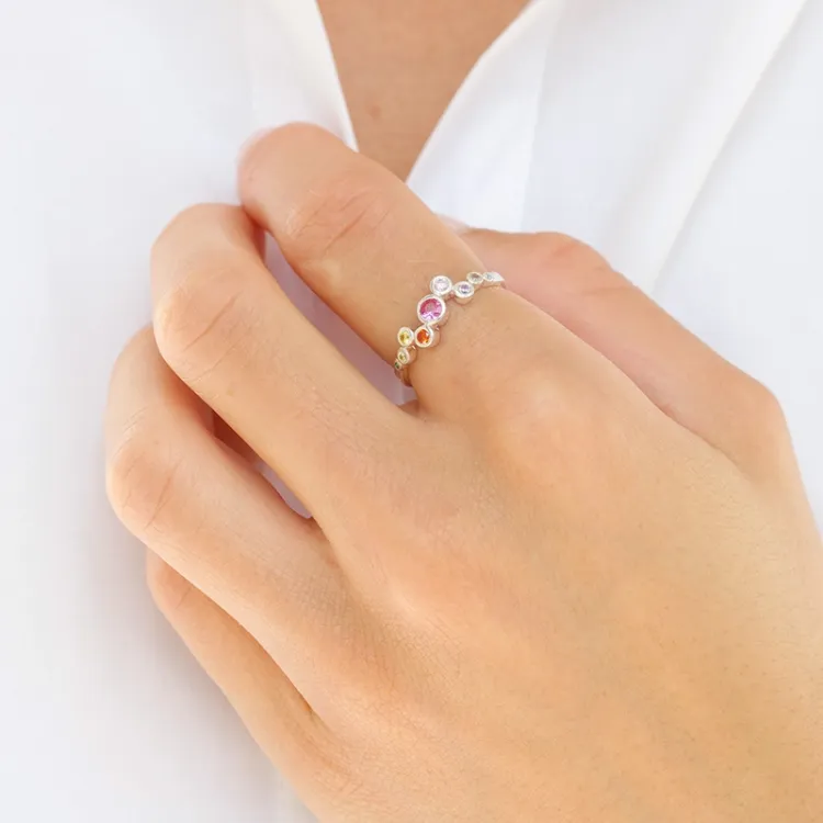 multifarget zirkon ring i sølv - Bubbly Twist