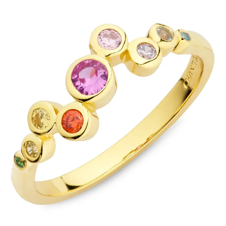multifarget zirkon ring i forgylt sølv - Bubbly Twist