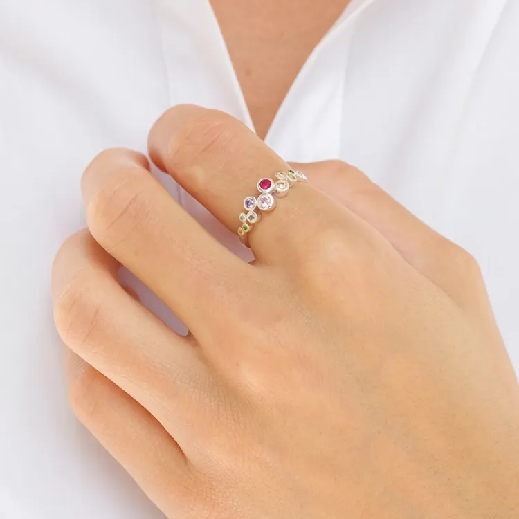 multifarget zirkon ring i sølv - Bubbly Twist