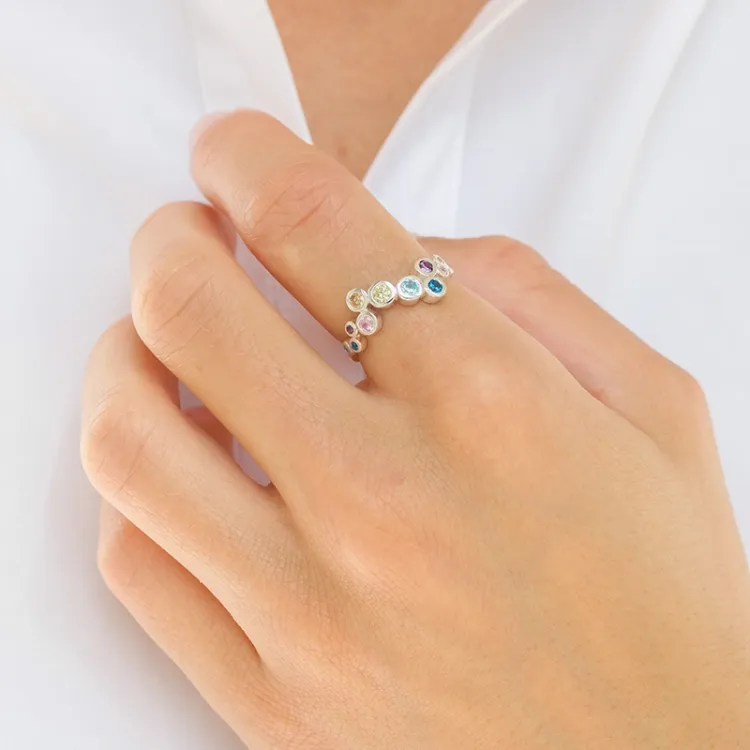 multifarget zirkon ring i sølv - Bubbly Twist