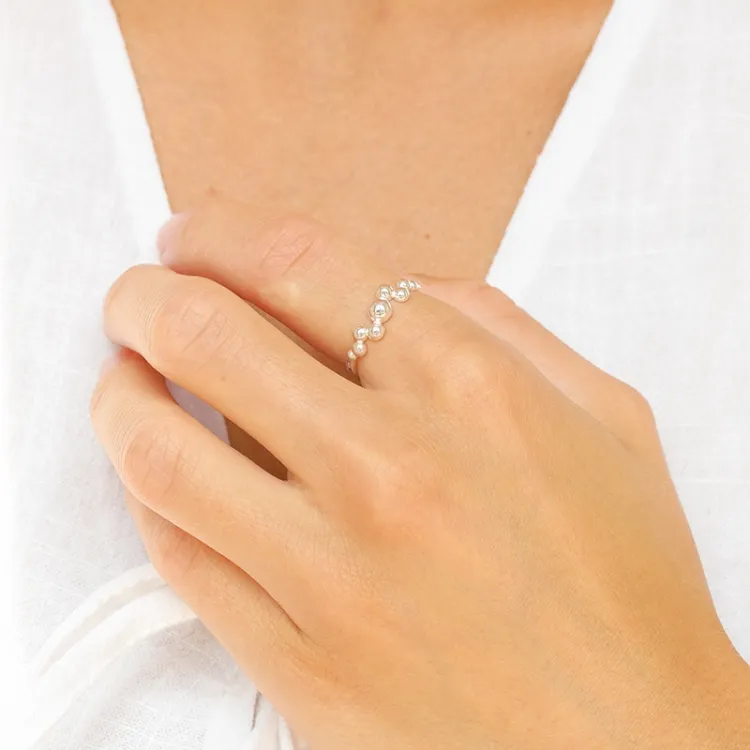 kule ring i sølv - Bubbly Pure