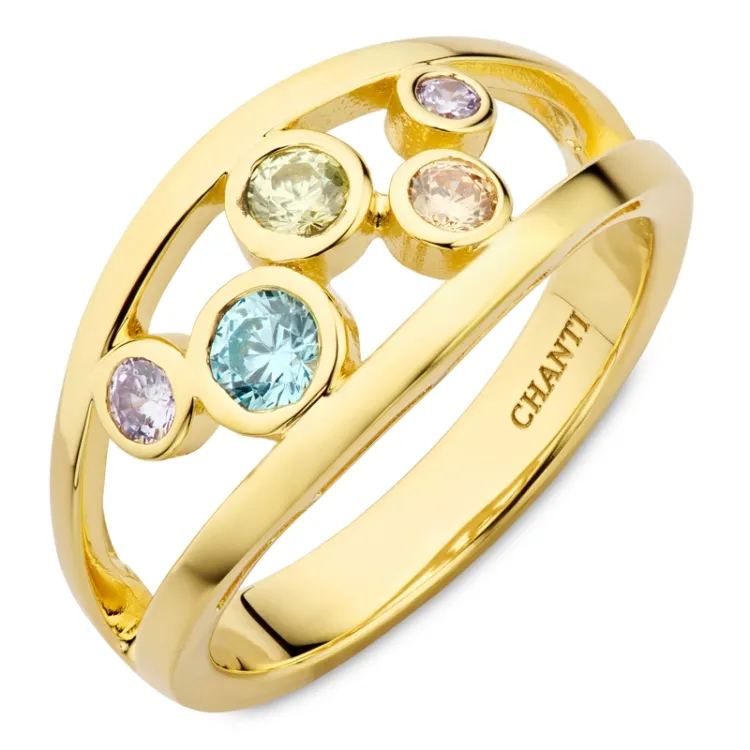 multifarget zirkon ring i forgylt sølv - Bubbly Twist
