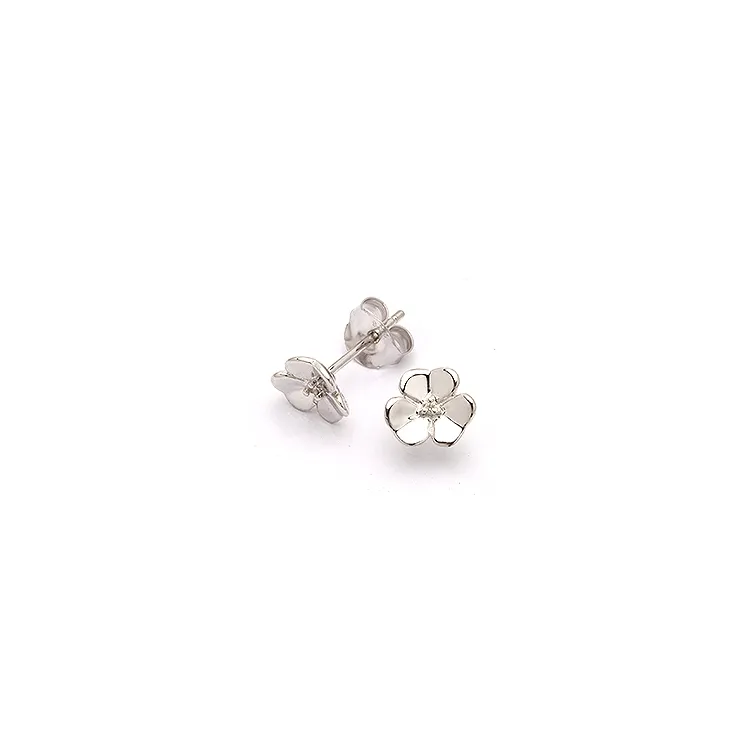 blomst ørestikker i sølv med diamant 