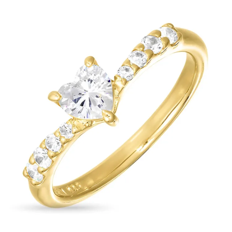 zirkon ring i forgylt sølv