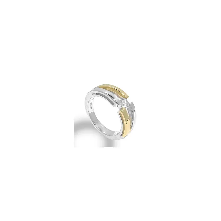 Bred hvit zirkon ring i sølv med 8 karat