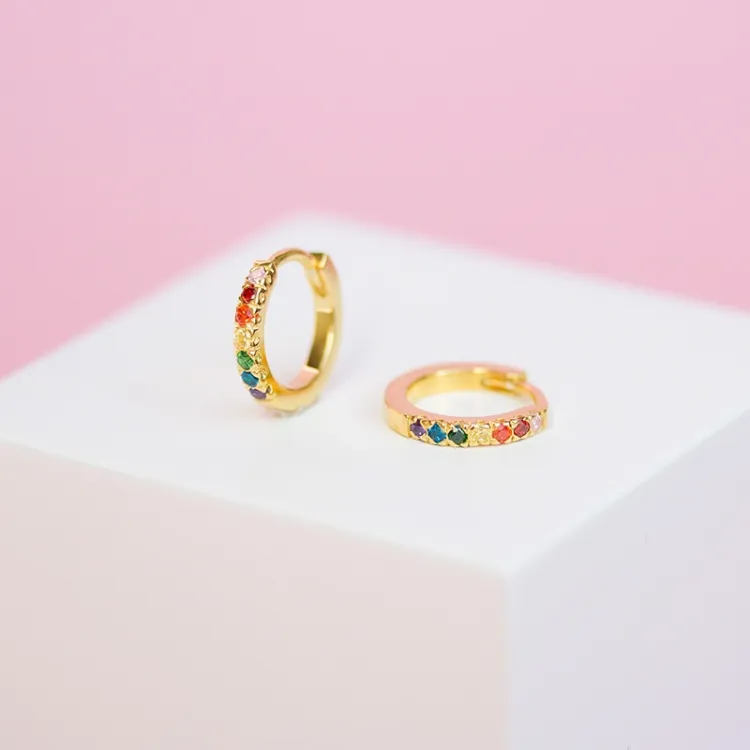 12 mm zirkon creol i forgylt sølv