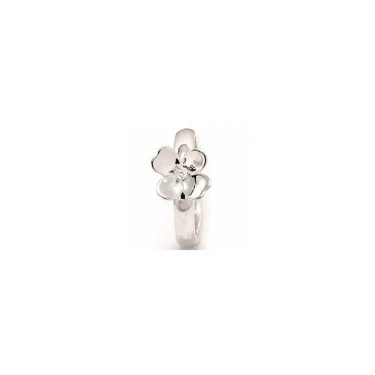 Blomst hvit zirkon ring i sølv