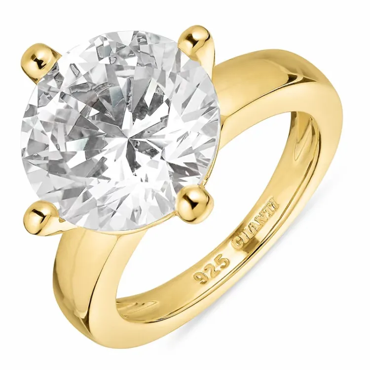 zirkon ring i forgylt sølv