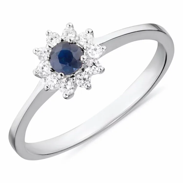 safir ring i sølv