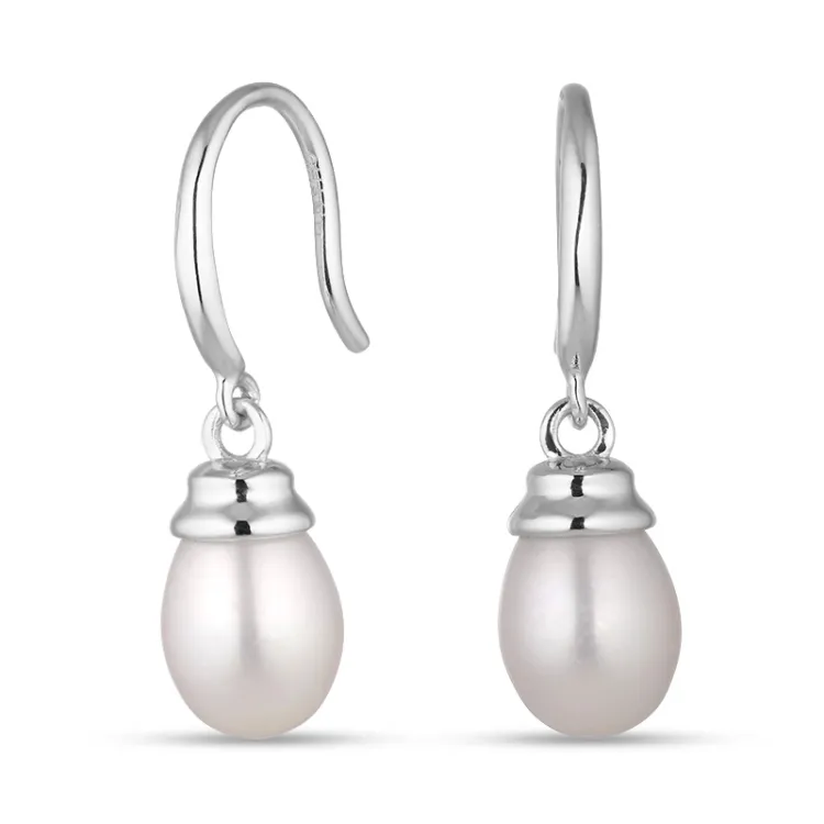 7,5-8 mm perle øredobber i sølv