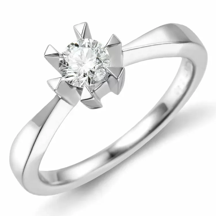 0,40 ct diamant solitairering i 14 karat hvitt gull 0,40 ct