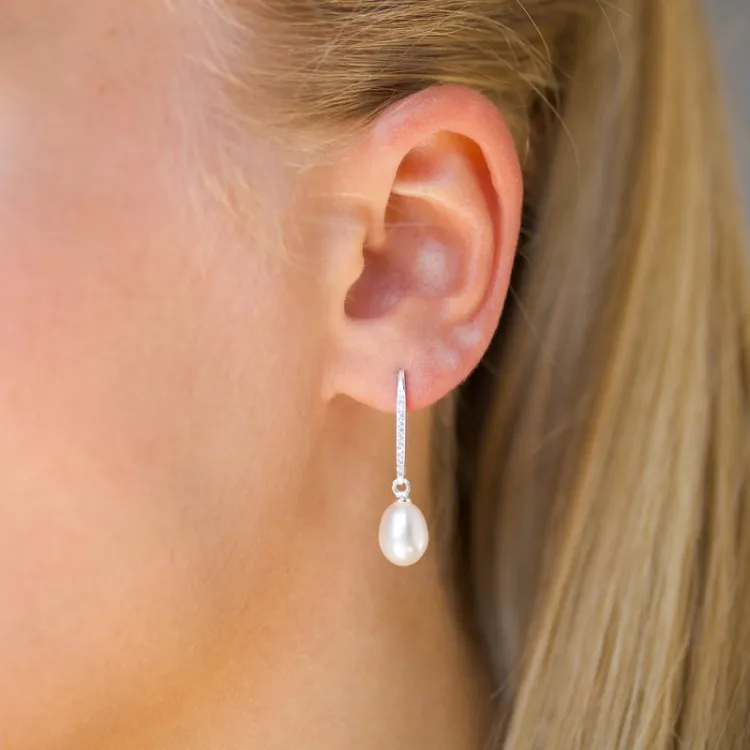 7,5-8 mm perle øredobber i sølv
