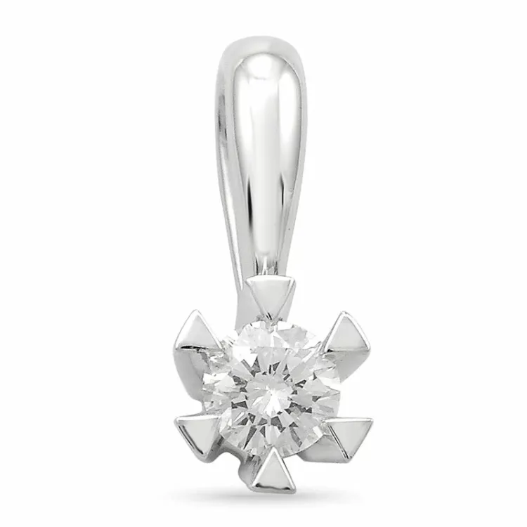diamant solitaireanheng i 14 karat hvitt gull 0,20 ct
