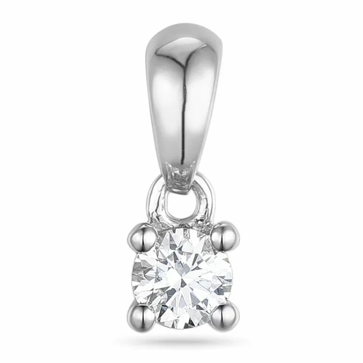 0,10 ct diamant solitaireanheng i 14 karat hvitt gull 0,10 ct