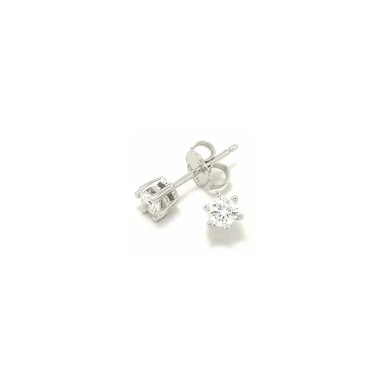 2 x 0,20 ct solitaireørepynt i 14 karat hvitt gull med diamant 