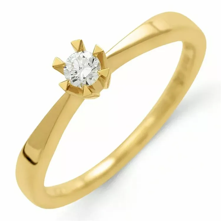 0,10 ct diamant solitairering i 14 karat gull 0,10 ct