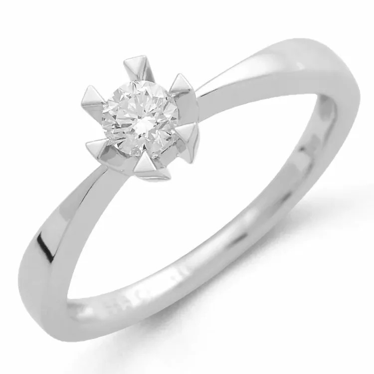 0,20 ct solitairering i 14 karat hvitt gull 0,20 ct