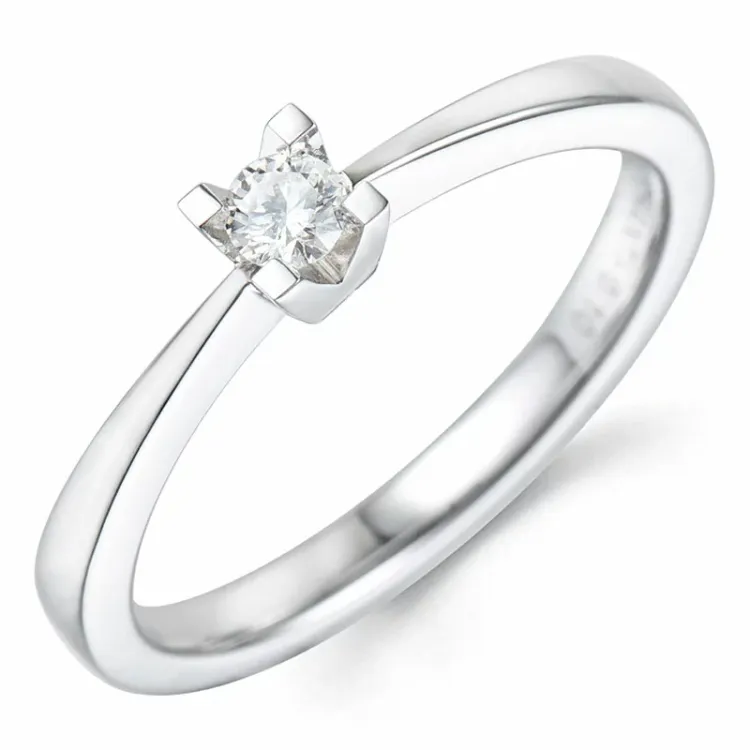 0,10 ct ring i 14 karat hvitt gull 0,10 ct