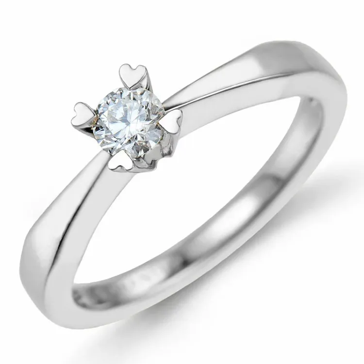 kampanje - diamant ring i 14 karat hvitt gull 0,20 ct