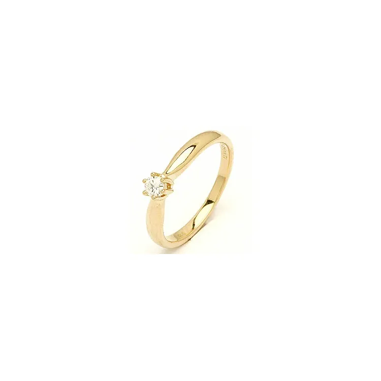 Diamant gull ring i 14 karat gull 0,10 ct