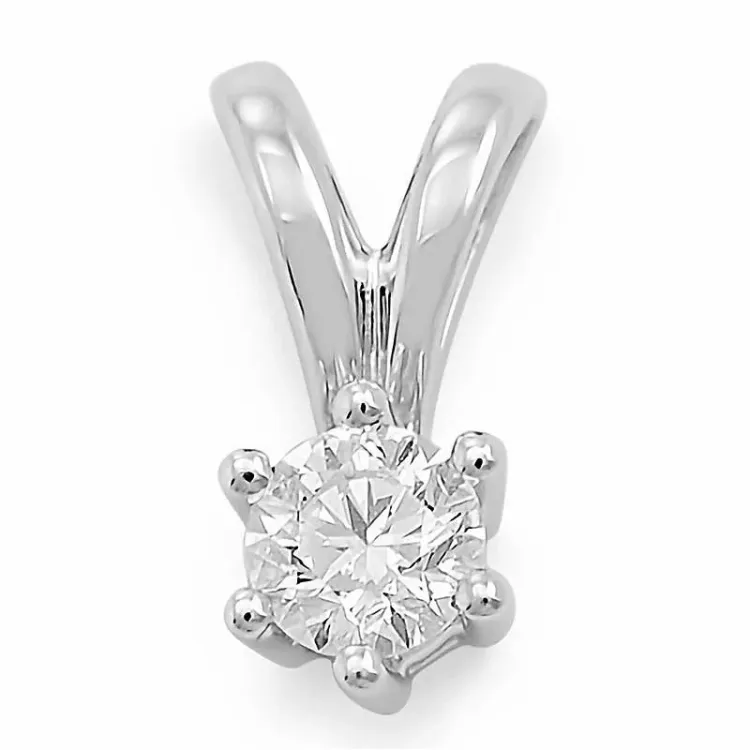 diamant solitaireanheng i 14 karat hvitt gull 0,20 ct
