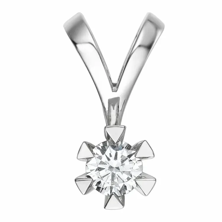 0,40 ct lab grown diamant solitaireanheng i 14 karat hvitt gull 0,40 ct