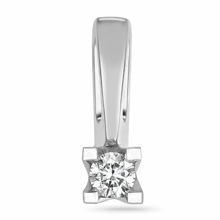 diamant solitaireanheng i 14 karat hvitt gull 0,10 ct