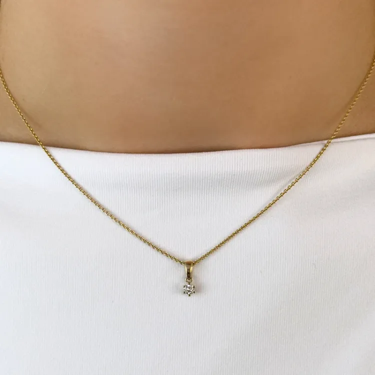 diamant solitaireanheng i 14 karat hvitt gull 0,10 ct