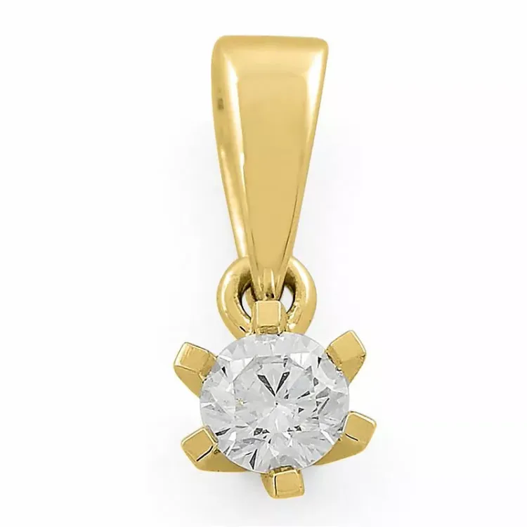 diamant solitaireanheng i 14 karat gull 0,10 ct