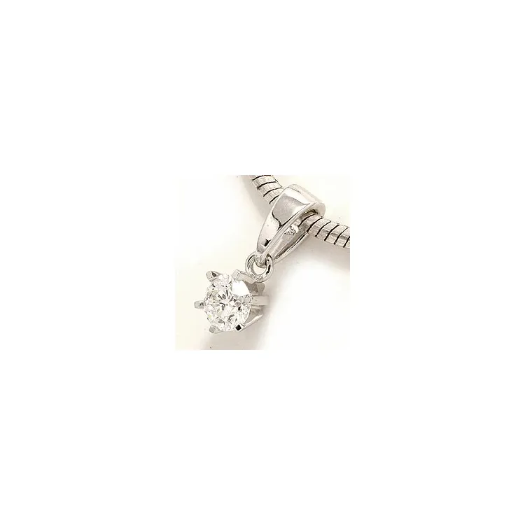 diamant anheng i 14 karat hvitt gull 0,20 ct