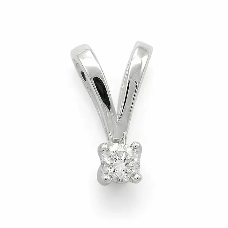 diamant solitaireanheng i 14 karat hvitt gull 0,10 ct