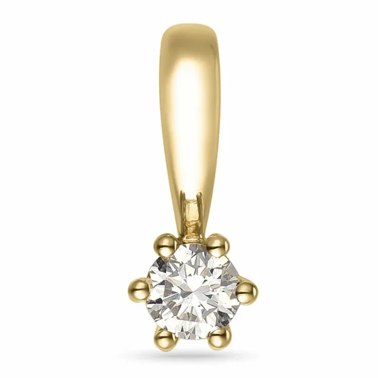 diamant solitaireanheng i 14 karat gull 0,10 ct