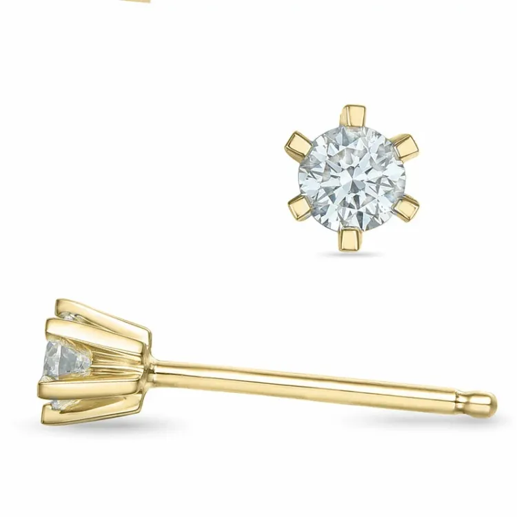 2 x 0,10 ct kampanje - diamant ørestikker i 14 karat gull med diamant