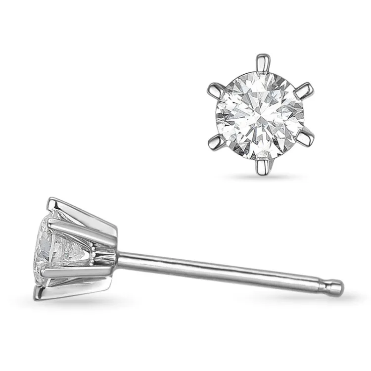 2 x 0,30 ct solitaireørepynt i 14 karat hvitt gull med diamant