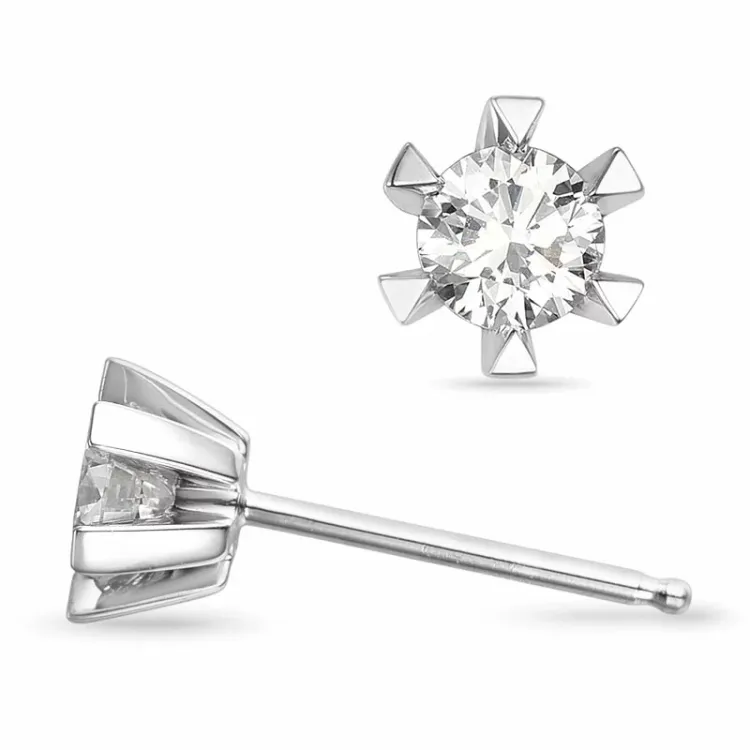2 x 0,30 ct kampanje - diamant ørestikker i 14 karat hvitt gull med diamant