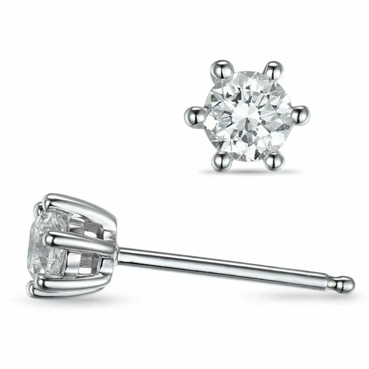 2 x 0,20 ct kampanje - diamant ørestikker i 14 karat hvitt gull med diamant