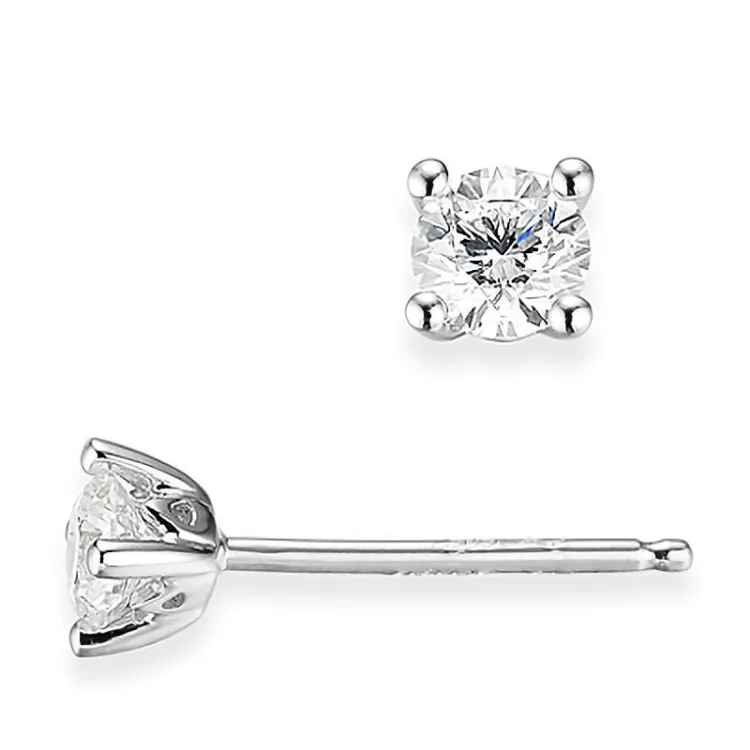 2 x 0,30 ct lab grown diamant solitaireørepynt i 14 karat hvitt gull med lab grown diamant 